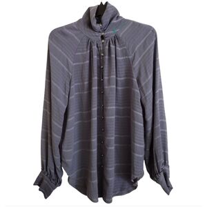 Feather Bone By Anthropologie Periwinkle Blue Rhinestone Button Up Blouse Medium